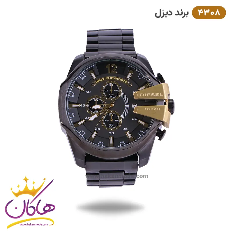 diesel-watch-code-4308-1.webp ساعت دیزل شاخدار مشکی طلایی مدل 4308 - Image 1