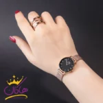 ساعت مچی زنانه دنیل ولینگتون رزگلد بند حصیری صفحه مشکی سایز 1 - تصویر 2