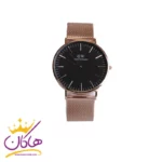 ساعت مچی زنانه دنیل ولینگتون رزگلد بند حصیری صفحه مشکی سایز 1