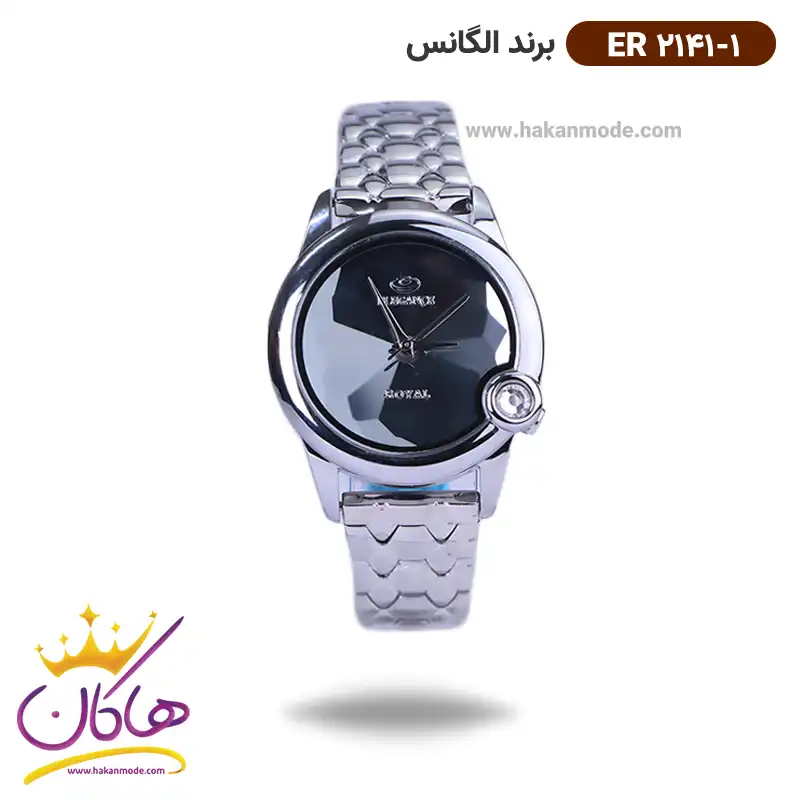 elegance-watch-code-ER-2141.11.webp ساعت الگانس زنانه بند استیل نقره ای طرح مار ER 2141/1 - Image 1