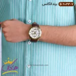 ساعت الگانس مردانه بند چرمی صفحه سفید G2033/7 - Image 5