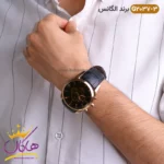 ساعت الگانس مردانه بند چرمی مشکی رزگلد G2037 - Image 3
