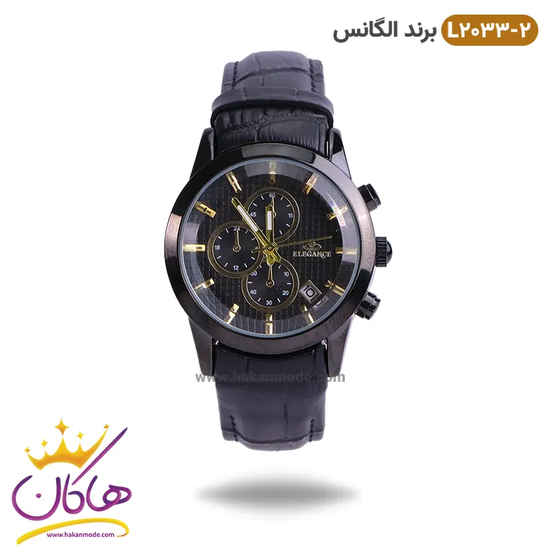 eleganse-watch-code-L-2033.2-1.webp ساعت الگانس زنانه بند چرمی مشکی مدل L2033 - Image 1
