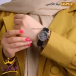 ساعت الگانس زنانه بند چرمی مشکی طلایی مدل L2038 - Image 3