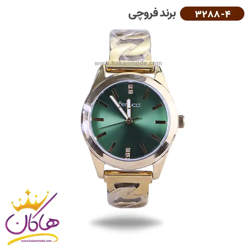 ferucci-watch-code-3288.41.webp ساعت فروچی زنانه فلزی طلایی 3288/4 - Image 1