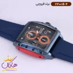 ساعت فروچی مردانه بند رابر سورمه ای کرنوگراف قاب مربع 23001s/4 - Image 2