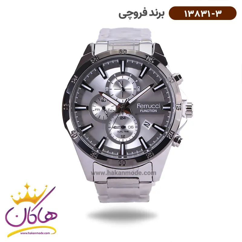 frucci-bernd-watch-code-13831.3-1.webp ساعت فروچی مردانه فلزی نقره ای سه موتوره 13831/3 - Image 1