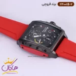 ساعت فروچی مردانه بند رابر قرمز قاب مربع کرنوگراف 23001s/2 - Image 2