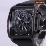 ساعت فروچی مردانه بند رابر مشکی قاب مربع کرنوگراف 23001s/1 - Image 2