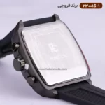 ساعت فروچی مردانه بند رابر مشکی قاب مربع کرنوگراف 23001s/1 - Image 5