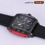 ساعت فروچی مردانه بند رابر مشکی قاب مربع کرنوگراف 23001s/1 - Image 3
