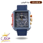 ساعت فروچی مردانه بند رابر سورمه ای قاب مربع کرنوگراف 23002s/5
