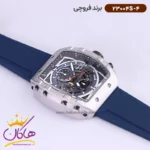 ساعت فروچی مردانه بند رابر سورمه ای کرنوگراف قاب مربع 23004s/4 - Image 2