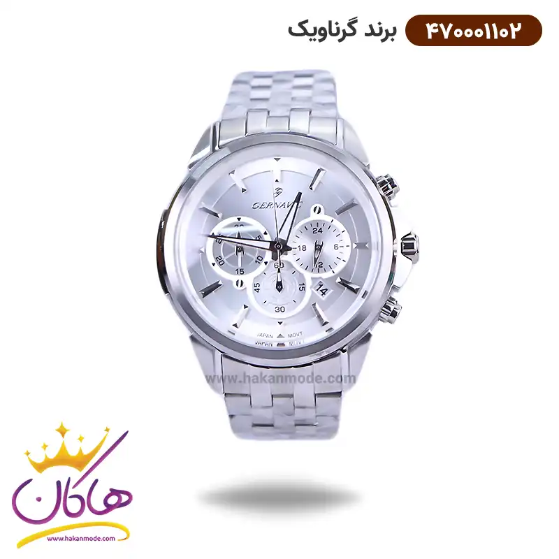gernavic-watch-code-4700011021.webp ساعت گرناویک مردانه فلزی نقره ای کرنوگراف 470001102 - Image 1