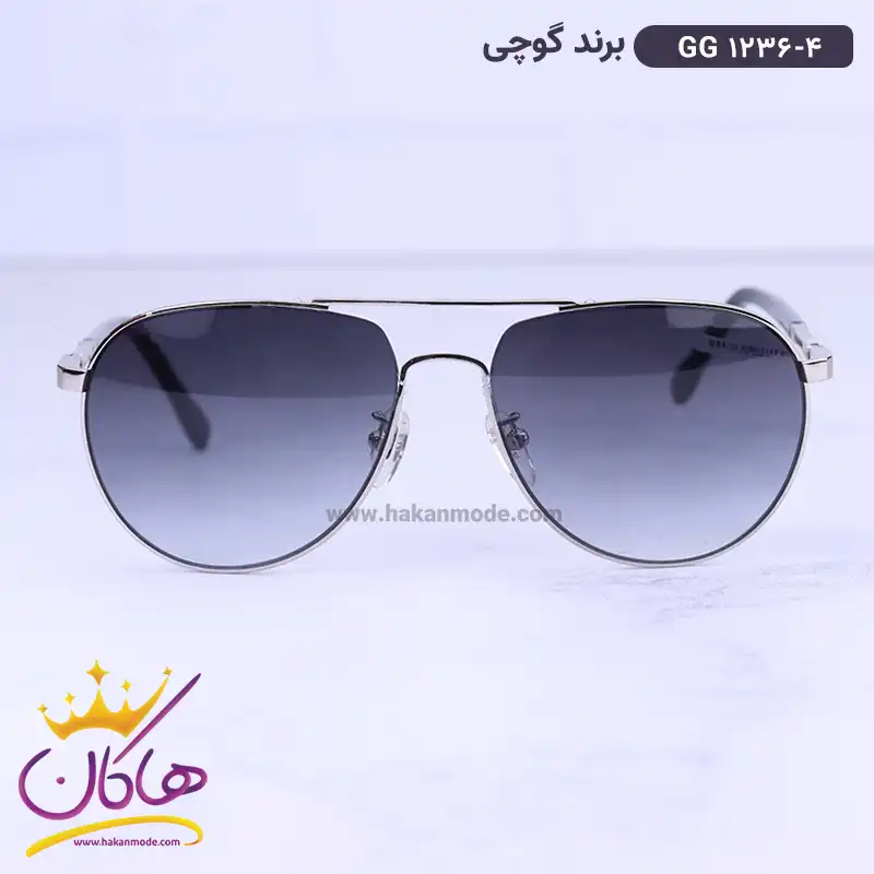 gucci-sunglasses-code-GG-1236.41.webp عینک آفتابی گوچی مردانه خلبانی نقره ای GG 1236/4 - Image 1