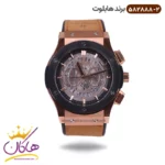 ساعت هابلوت مردانه بند رابر کرنوگراف صفحه اسکلتون قاب مشکی 582888/2