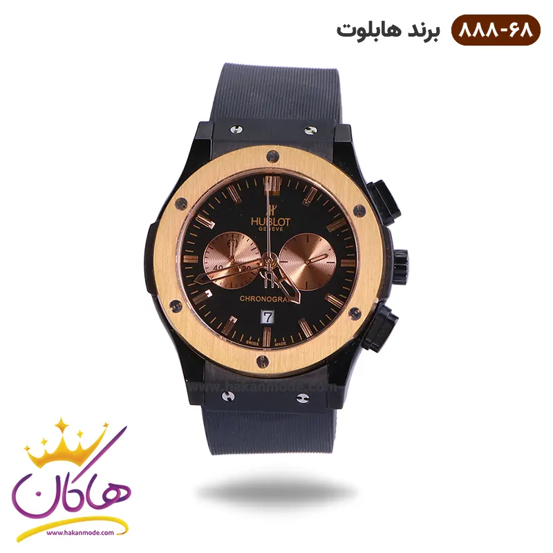 hablut-watch-code-888-68-1.webp ساعت هابلوت مردانه کرنوگراف صفحه مشکی قاب رزگلد 888/68 - Image 1