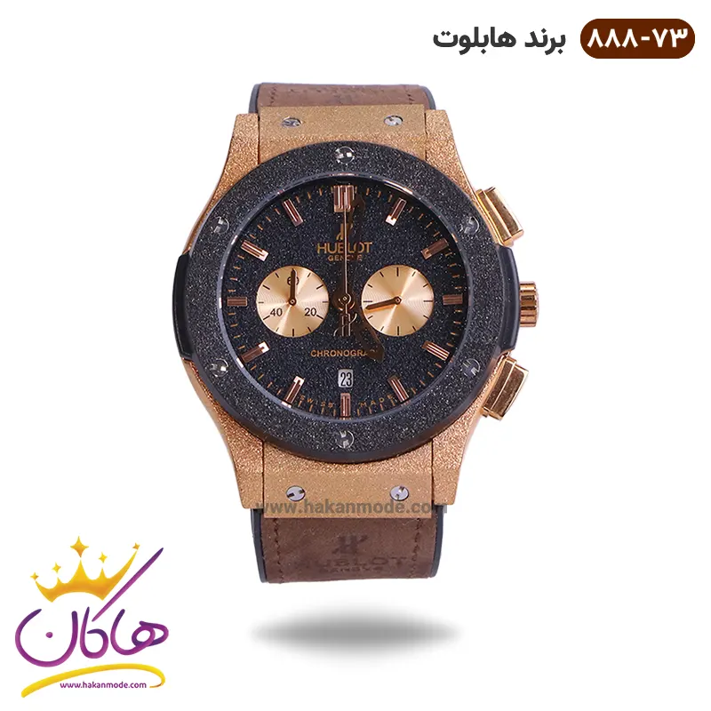 hablut-watch-code-888-73-1.webp ساعت هابلوت مردانه کرنوگراف رزگلد شنی صفحه مشکی 888/73 - Image 1