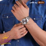 ساعت ست هامان فلزی نقره ای رز گلد کد 1120 - Image 3