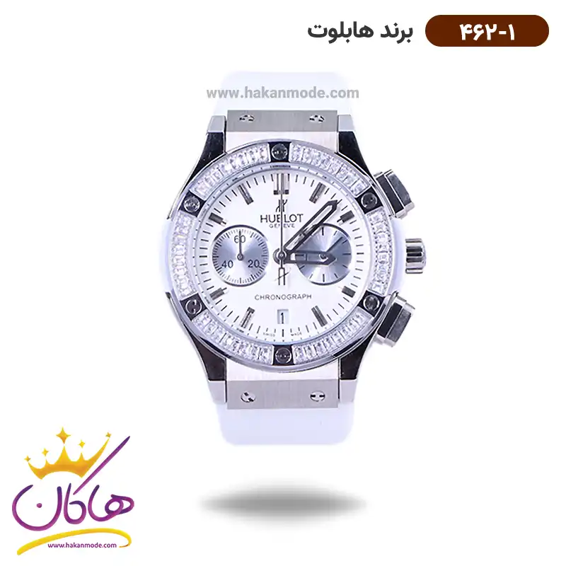 hublot-watch-code-462.11.webp ساعت هابلوت زنانه کرنوگراف بند رابر سفید 462/1 - Image 1