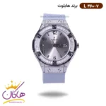 ساعت هابلوت زنانه بند رابر طوسی قاب نگین دار L460/7