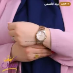 ساعت لاکسمی زنانه فلزی رزگلد نگینی 8114 - Image 3