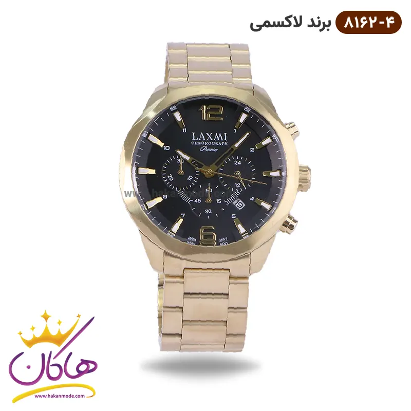 laxmi-watch-code-8162.4-1.webp ساعت لاکسمی مردانه فلزی طلایی کرنوگراف 8162/4 - Image 1