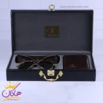 ست کیف چرم و عینک مردانه چرمسال قهوه ای 181/2 - Image 4