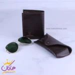 ست کیف چرم و عینک مردانه چرمسال قهوه ای 181/2 - Image 2