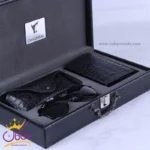 ست کیف چرم و عینک مردانه چرمسال مشکی 181/1