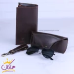 ست کیف کتی چرم و عینک مردانه چرمسال قهوه ای 180/2 - Image 2