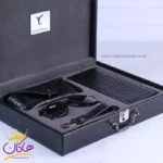 ست کیف کتی چرم و عینک مردانه چرمسال مشکی 182/1