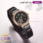 ساعت زنانه نیوی فورس مشکی قاب رزگلد صفحه گل دار 5016/1 - Image 3