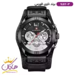 ساعت مچی مردانه نیوی فورس بند چرم مشکی فول دیت 9162/3