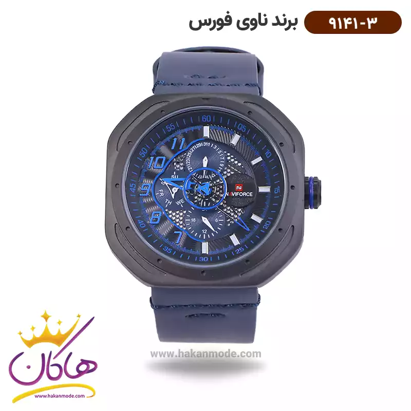 naviforce-watch-code-9141.31.webp ساعت نیوی فورس مردانه اسپرت بند چرمی فول دیت کد 9141/3 - Image 1