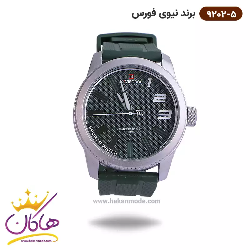naviforce-watch-code-9202.51.webp ساعت مچی مردانه نیوی فورس اسپرت بند رابر سبز کد9202 - Image 1