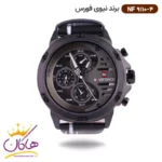 ساعت نیوی فورس مردانه بند چرمی مشکی فول دیت کد 9110/4