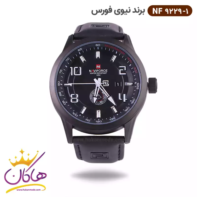 naviforce-watch-code-NF-9229.11.webp ساعت نیوی فورس مردانه بند چرمی مشکی کد 9229/1 - Image 1