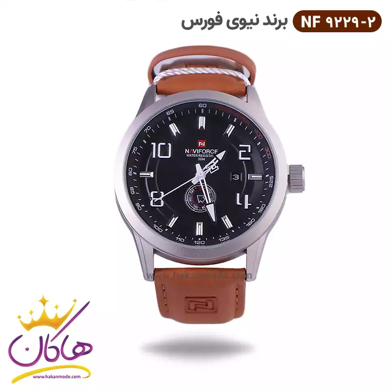 naviforce-watch-code-NF-9229.21.webp ساعت نیوی فورس مردانه بند چرمی صفحه مشکی کد 9229/2 - Image 1