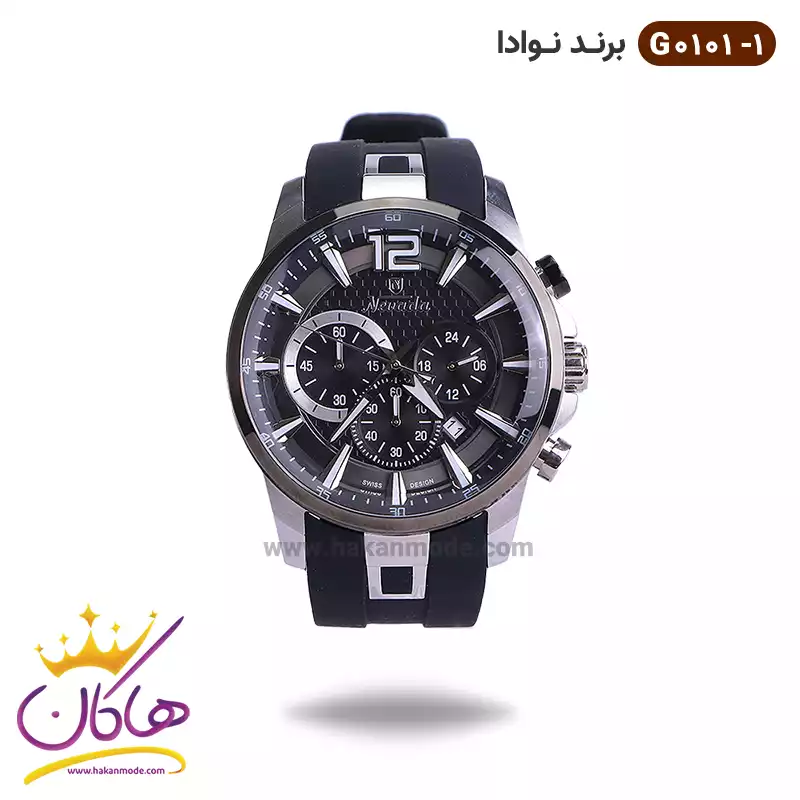 nevada-watch-code-G-0101.11.webp ساعت مردانه نوادا بند رابر قاب استیل | G 0101/1 - Image 1