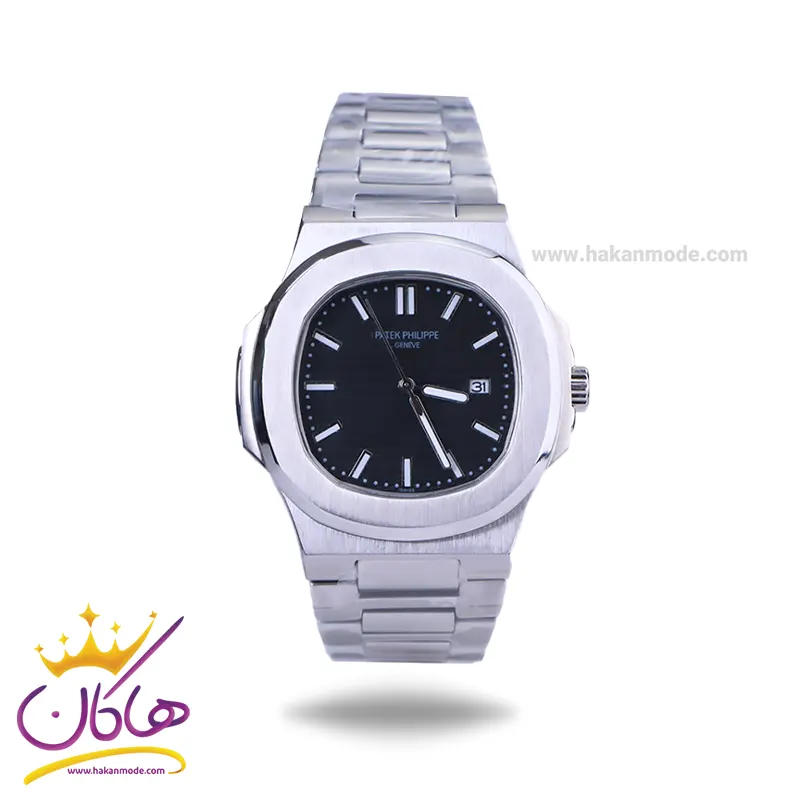 patek-philippe-watch-code-M-8058.131.webp ساعت مچی پتک فیلیپ مردانه فلزی نقره ای صفحه مشکی M 8058/13 - Image 1