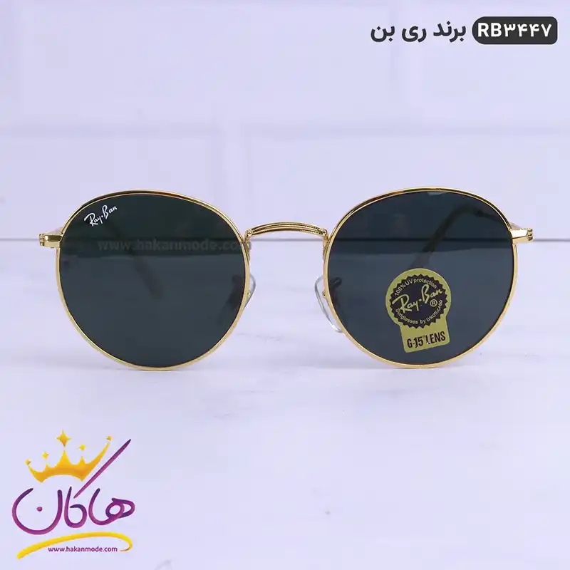 ray-ban-sunglasses-code-RB-3447.11.webp عینک ری بن طلایی مشکی اورجینال مدل 3447 - Image 1