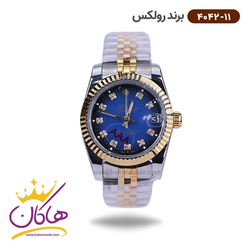 rolex-4042.111-1.webp ساعت رولکس زنانه فلزی دیت جاست صفحه آبی 4042/11 - Image 1