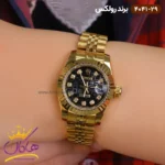 ساعت رولکس زنانه فلزی طلایی صفحه مشکی 4041/29 - Image 2