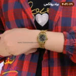 ساعت رولکس زنانه فلزی طلایی صفحه مشکی 4041/29 - Image 4
