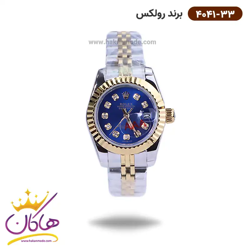 rolex-watch-code-4041.331.webp ساعت رولکس زنانه فلزی دیت جاست نقره ای طلایی 4041/33 - Image 1