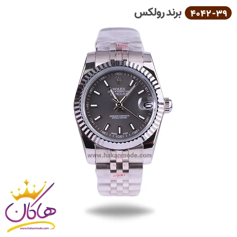 rolex-watch-code-4042.39-1.webp ساعت رولکس زنانه فلزی دیت جاست صفحه طوسی 4042/39 - Image 1