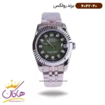 ساعت رولکس زنانه فلزی دیت جاست نقره ای صفحه سبز 4042/40
