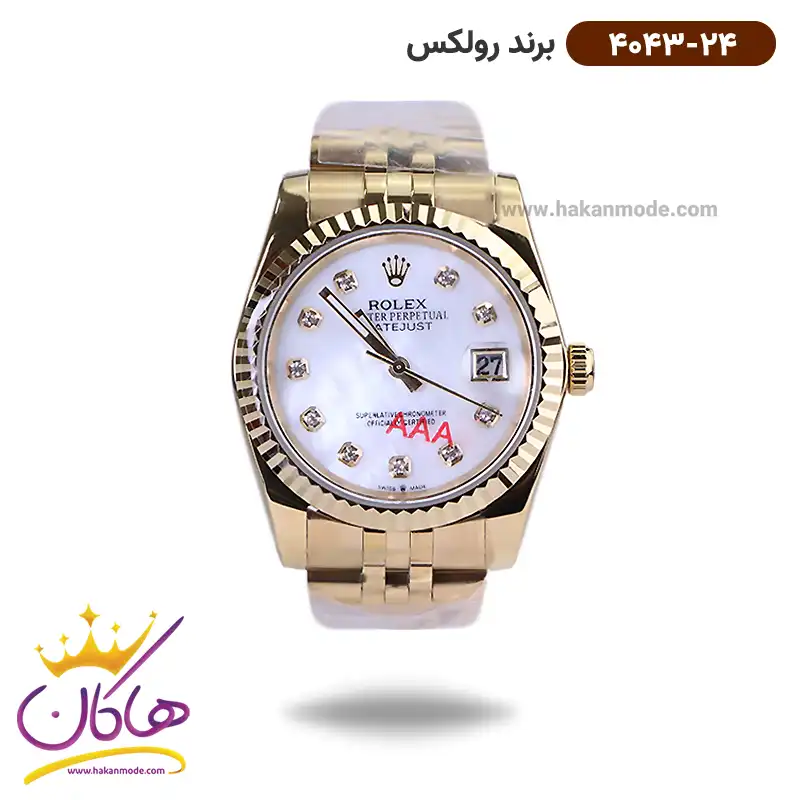 rolex-watch-code-4043.241.webp ساعت رولکس مردانه فلزی دیت جاست طلایی 4043/24 - Image 1