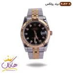 ساعت رولکس دیت جاست نقره ای صفحه مشکی 4043/9